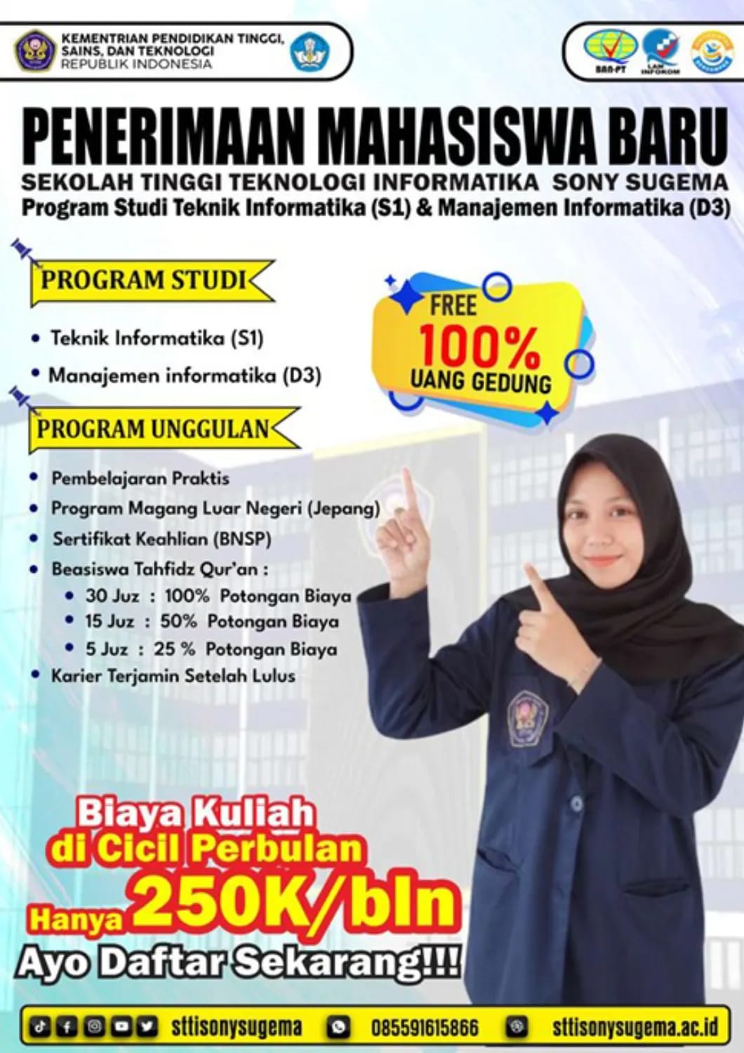 Penerimaan Mahasiswa Baru STTI Sony Sugema Tahun Akademik 2026-2027 (Ukuran A5)