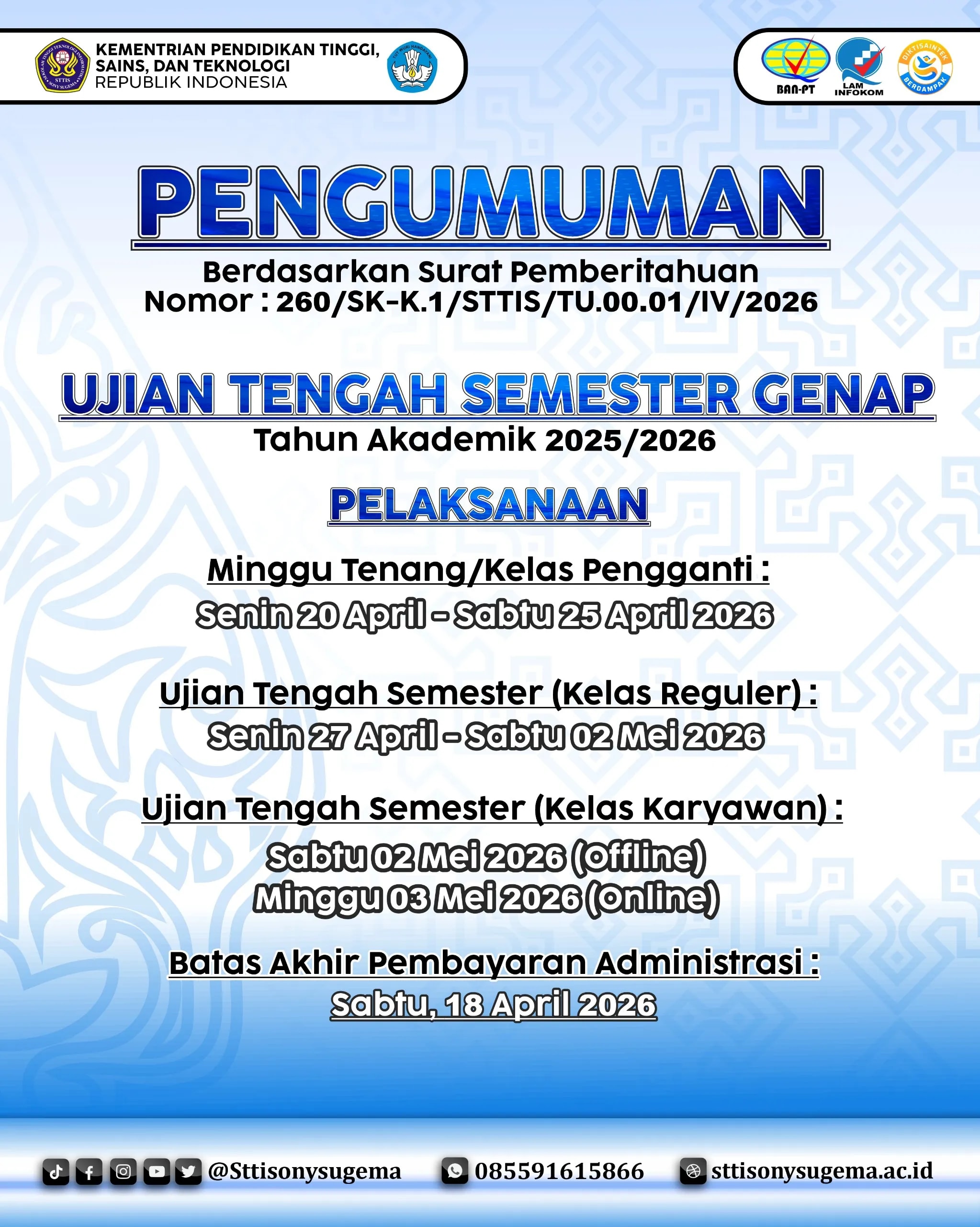 Ujian Tengah Semester (UTS) Genap Tahun Akademik 2025-2026
